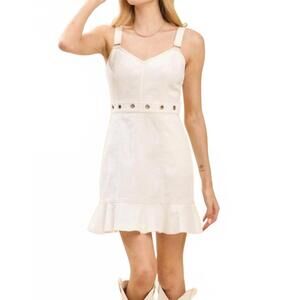 NEW BABY PINK sleeveless mini dress in white